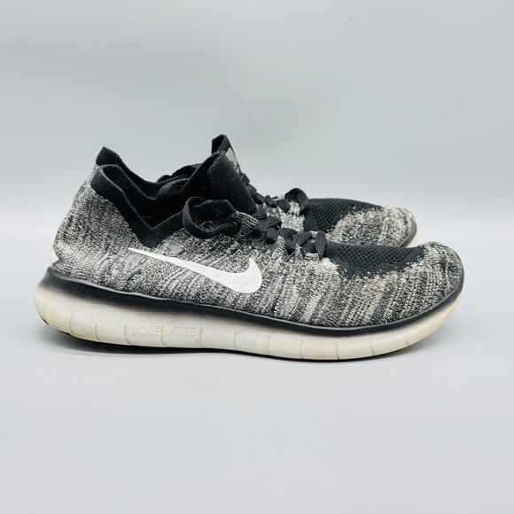 Nike Shoes Womens 7 Black Gray Free RN Flyknit Low Top Running Athletic Sneakers - Picture 1 of 11